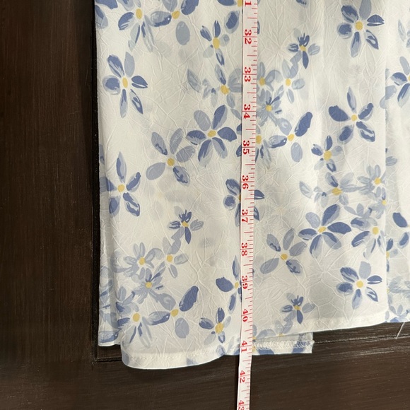 White Floral Midi Dress Size Small Side Slit Cottagecore Garden Girl Fairy - Picture 10 of 11